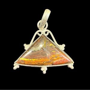 Sterling Silver 925 Bumblebee Jasper Triangular Stone Pendant
